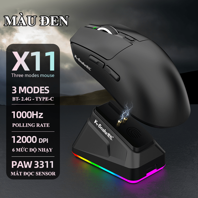 MOUSE GAMING K-SNAKE X11 PRO WIRELESS BLACK